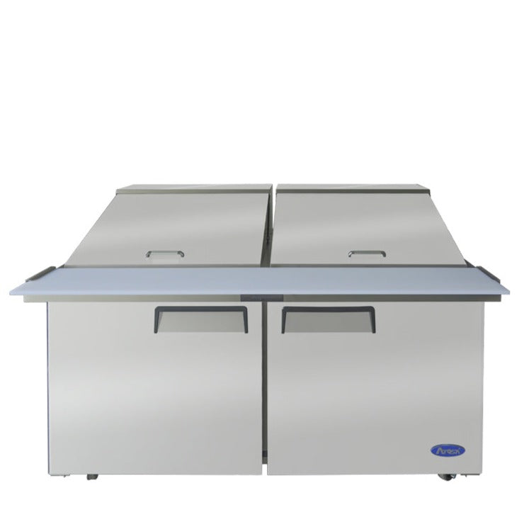 Atosa 60 Sandwich & Salad 24 Pan Commercial Refrigerated Prep Table with 2 Doors - Perfect for Restaurants, Delis & Catering Businesses