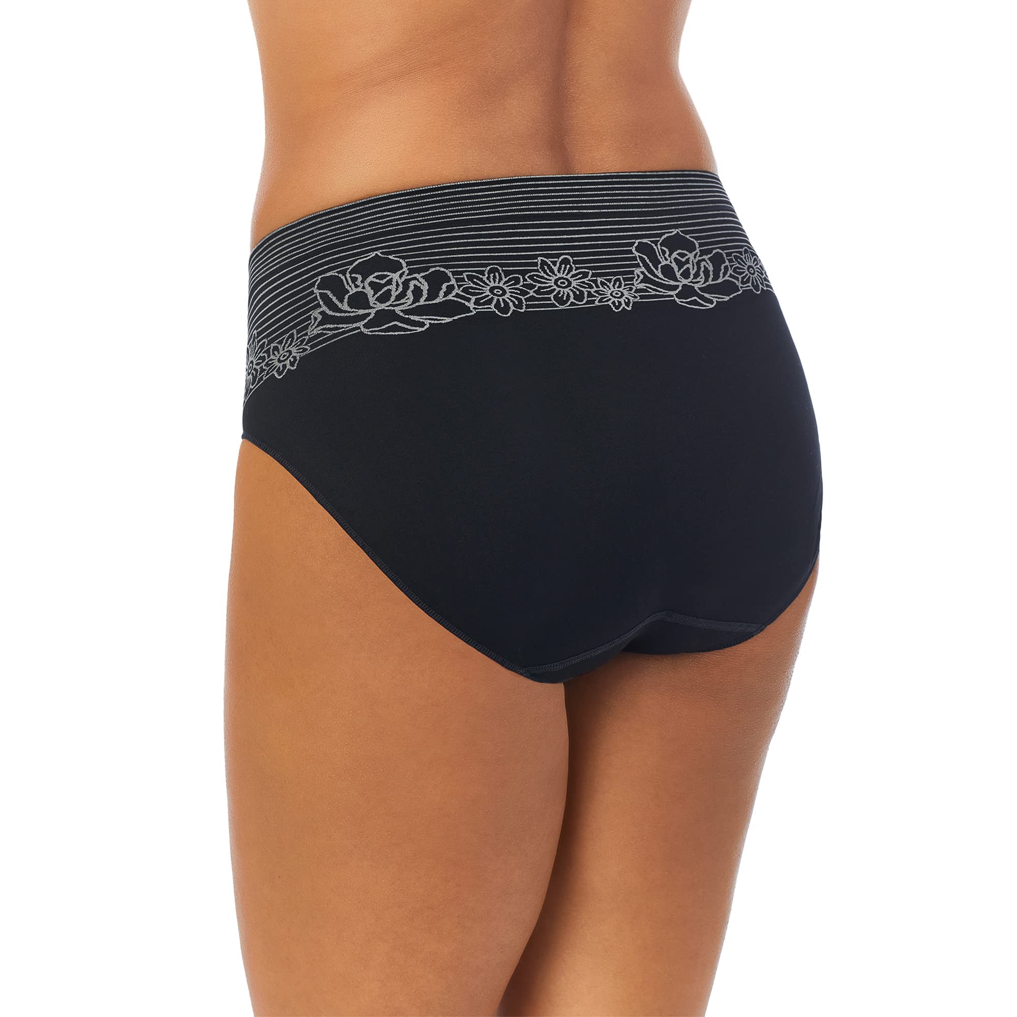 Ellen Tracy Women's Seamless Hi-Cut Brief Panties 3-Pack - Ultra Soft Scalloped Edge Underwear for Everyday Comfort & Lounge Wear