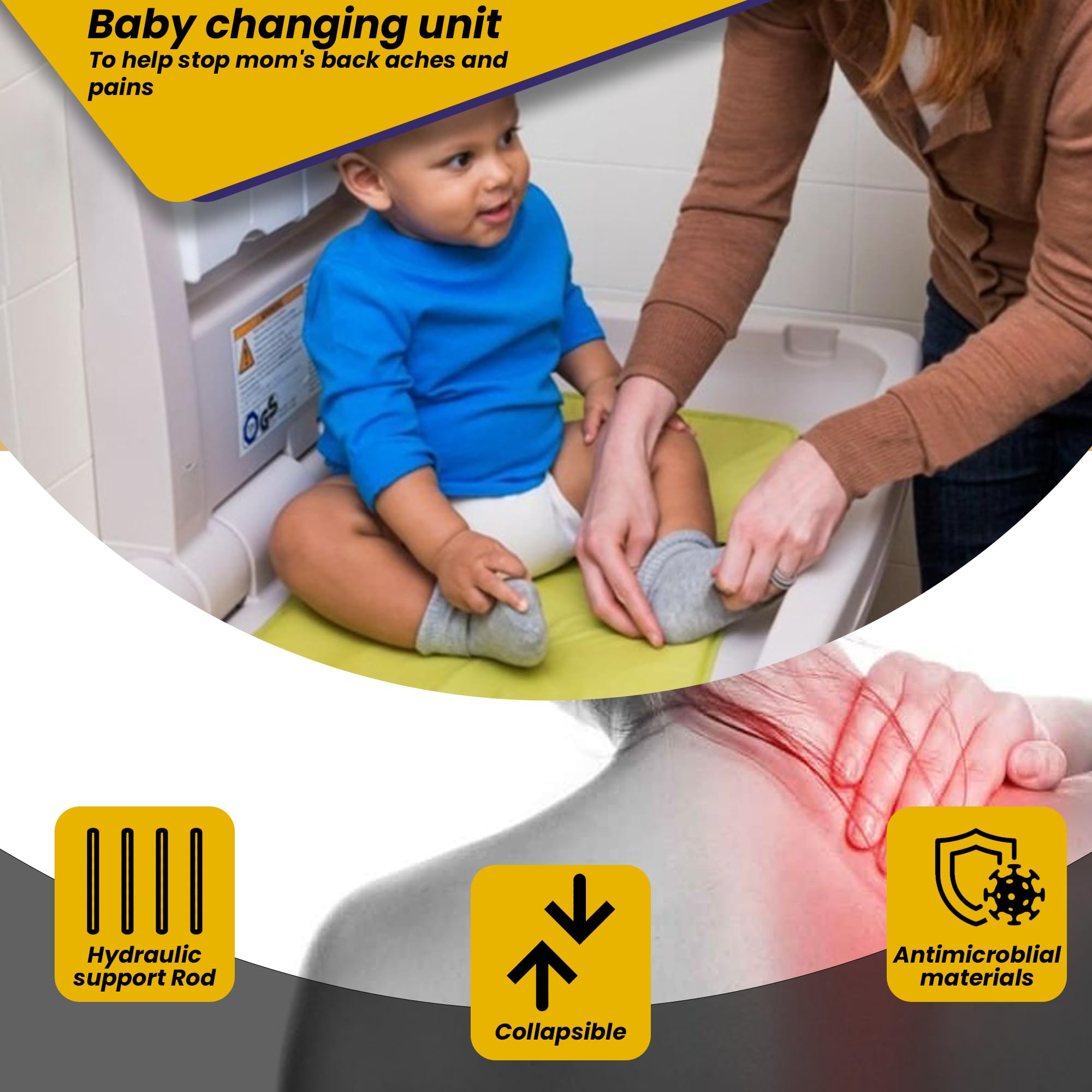 Baby Changing Table - Wall Mounted Folding Changing Station with Adjustable Safety Belts & White Finish | Space-Saving Nursery Solution for Diaper Changes & Baby Care