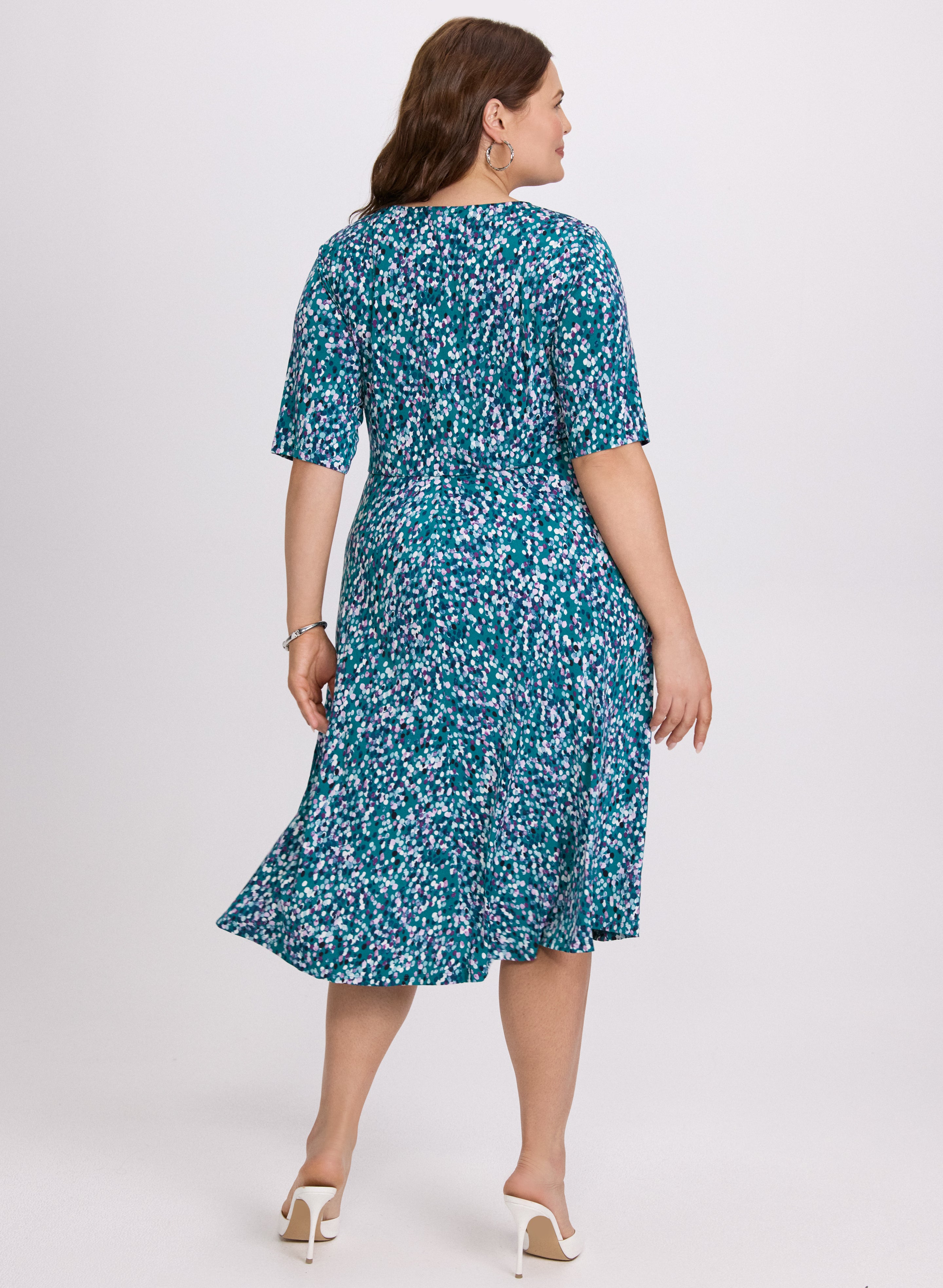 Dot Print Blue Pattern Dress for Women - Plus Size Floral Summer Casual Dress for Beach, Party & Vacation