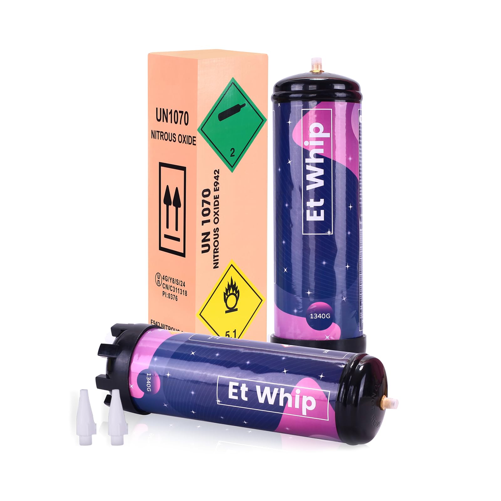 2.2L Whipped Cream Charger Nitrous Oxide Tank 1340g (2-Pack) - Perfect for Professional Desserts, Coffee Shops & Home Baking