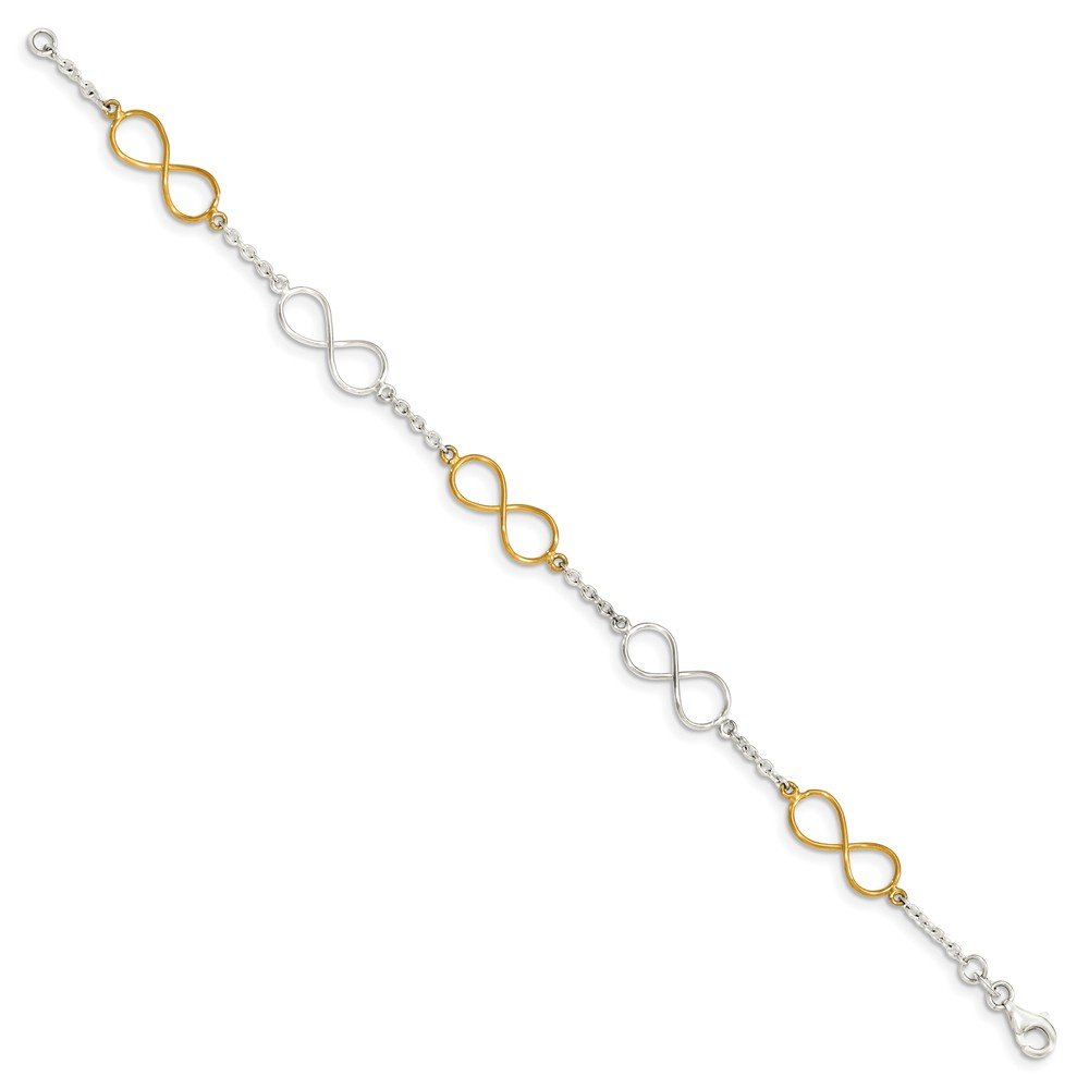 Jewels By Lux Sterling Silver Polished Flash Gold Infinity Symbol Bracelet - Elegant Jewelry Gift for Women, Best Friend, Anniversary - Perfect for Everyday Wear, Date Night & Special Occasions