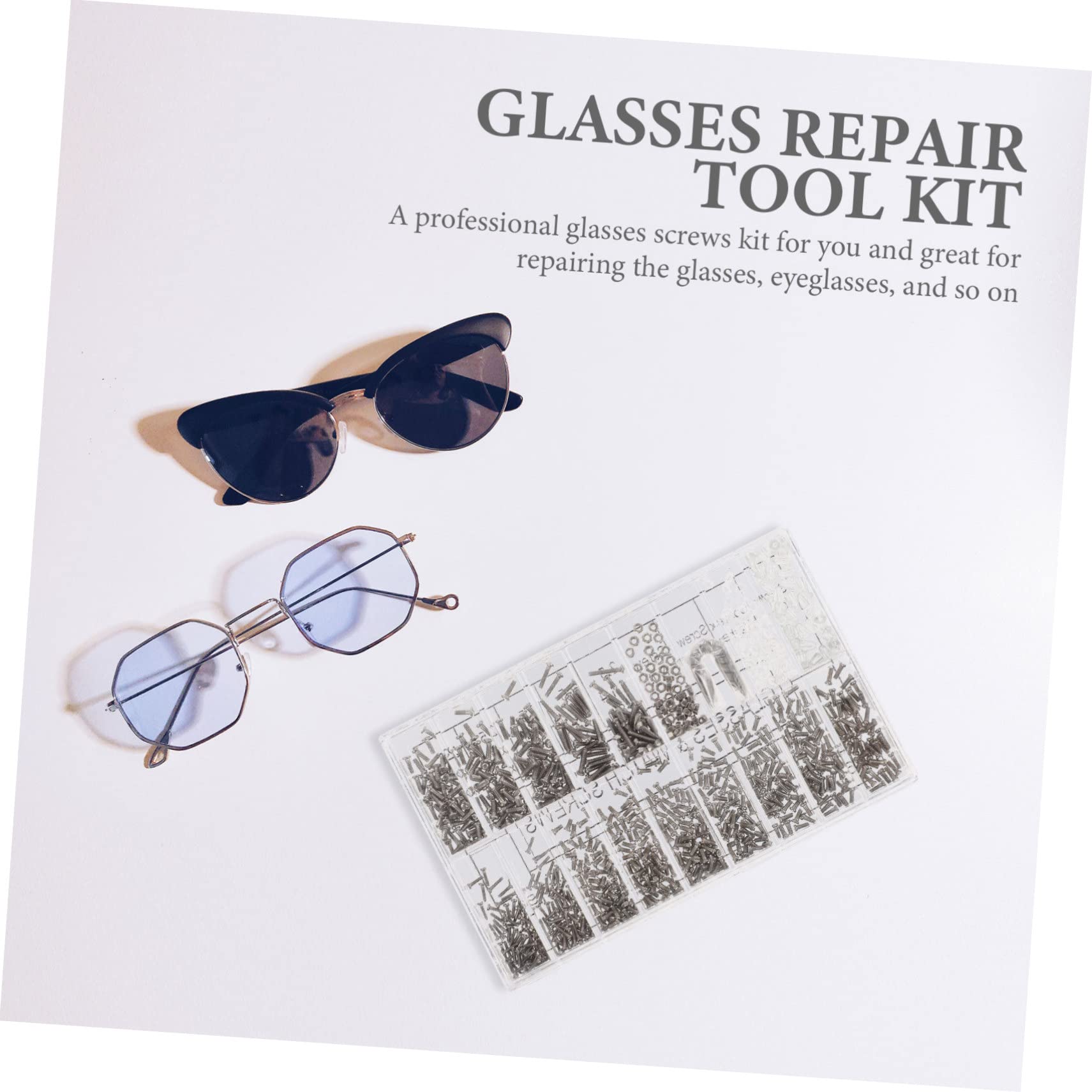BCOATH 1 Set Metal Glasses Screws & Sunglasses Repair Kit - Premium Replacement Screws for Eyeglasses & Sunglasses Frames - Perfect for DIY Glasses Repair at Home, Office, or Travel