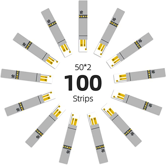 Metene AGM 513S Blood Glucose Test Strips for Diabetes - 100 Count, Compatible with Metene AGM 513S Glucometer Only | Home Diabetes Monitoring & Health Management