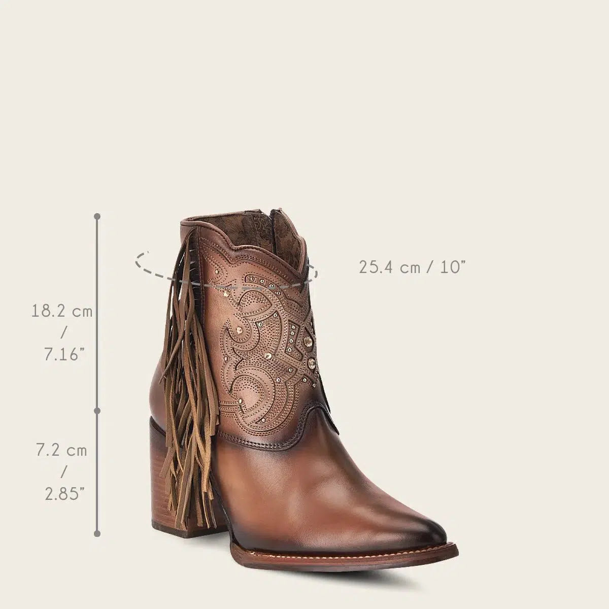 Cuadra Women's Almond Western Cowgirl Ankle Boots - Genuine Cowhide Leather Booties for Country Dancing & Rodeo Events