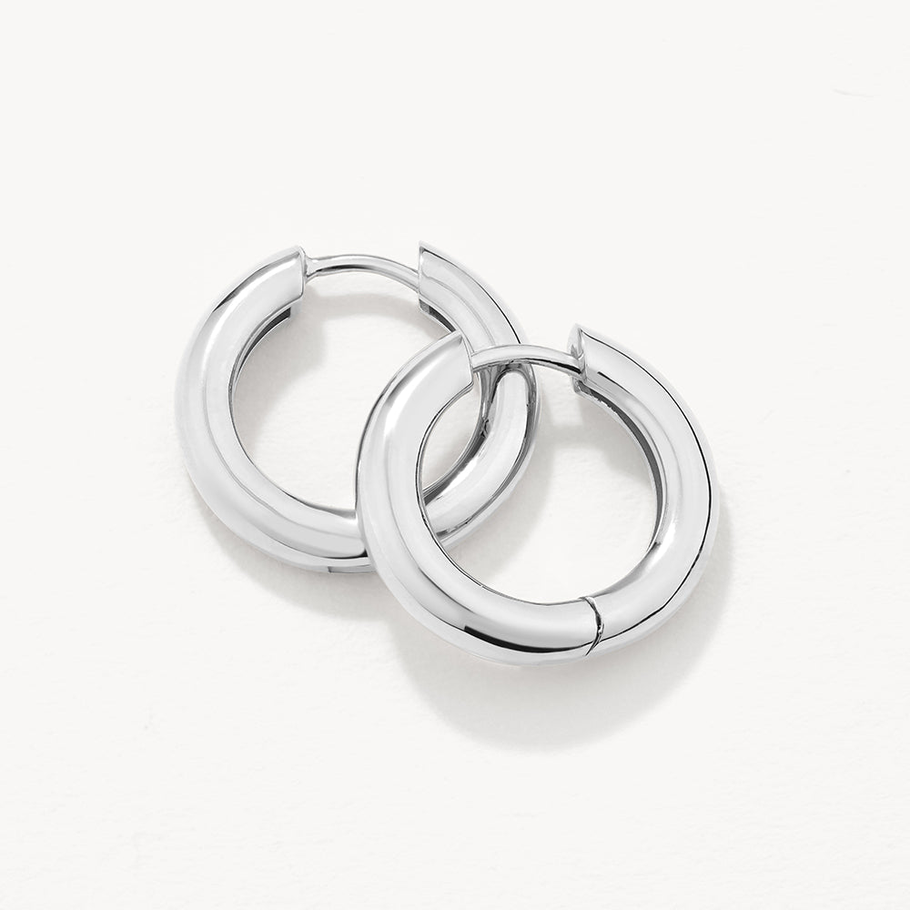 Silver Midi Curve Hoop Earrings for Women - Trendy Minimalist Jewelry for Everyday Wear, Date Night & Office Outfits