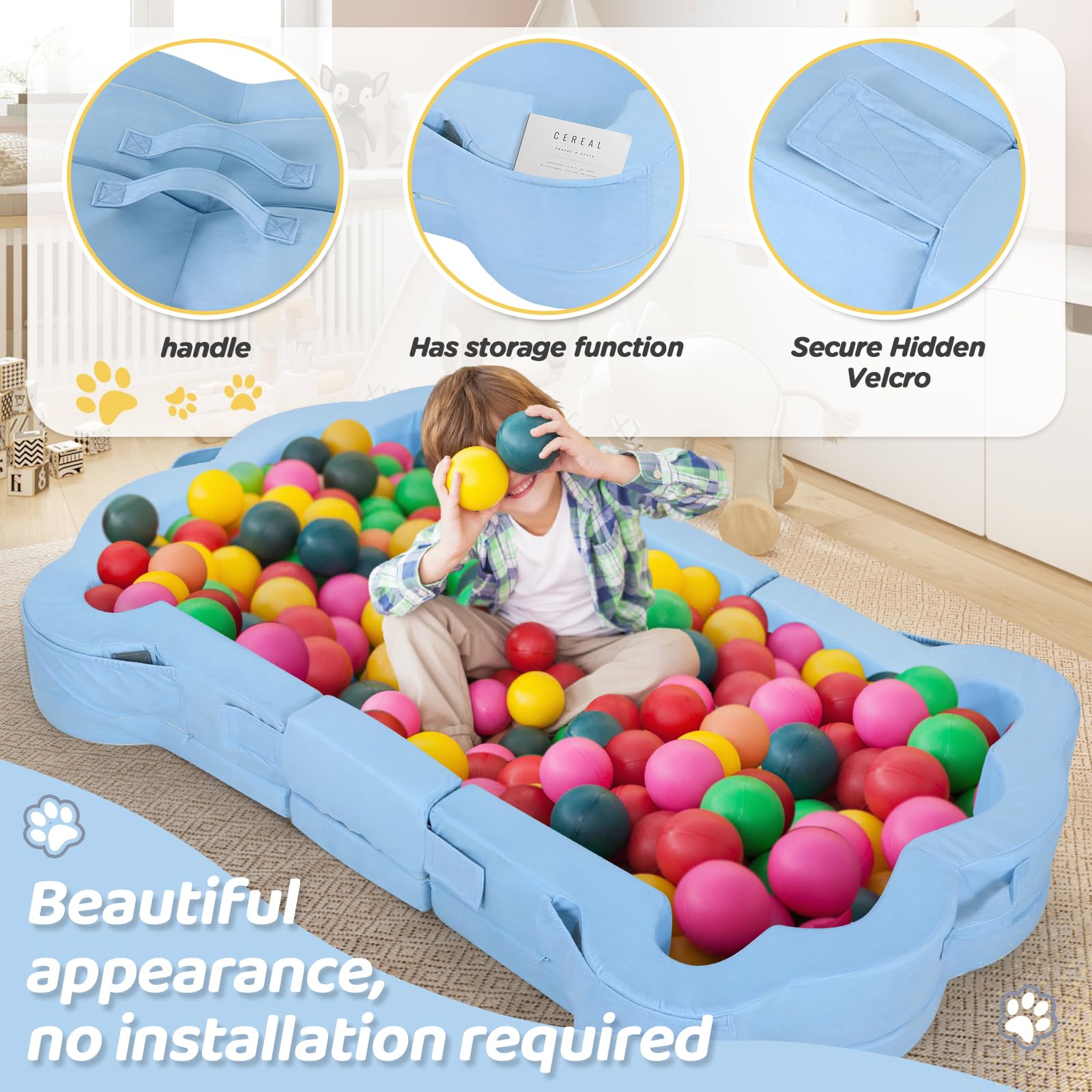Portable Foldable Toddler Travel Bed for Kids 1-5 Years - Soft & Safe Floor Mattress (Blue) - Perfect for Travel, Camping & Home Use