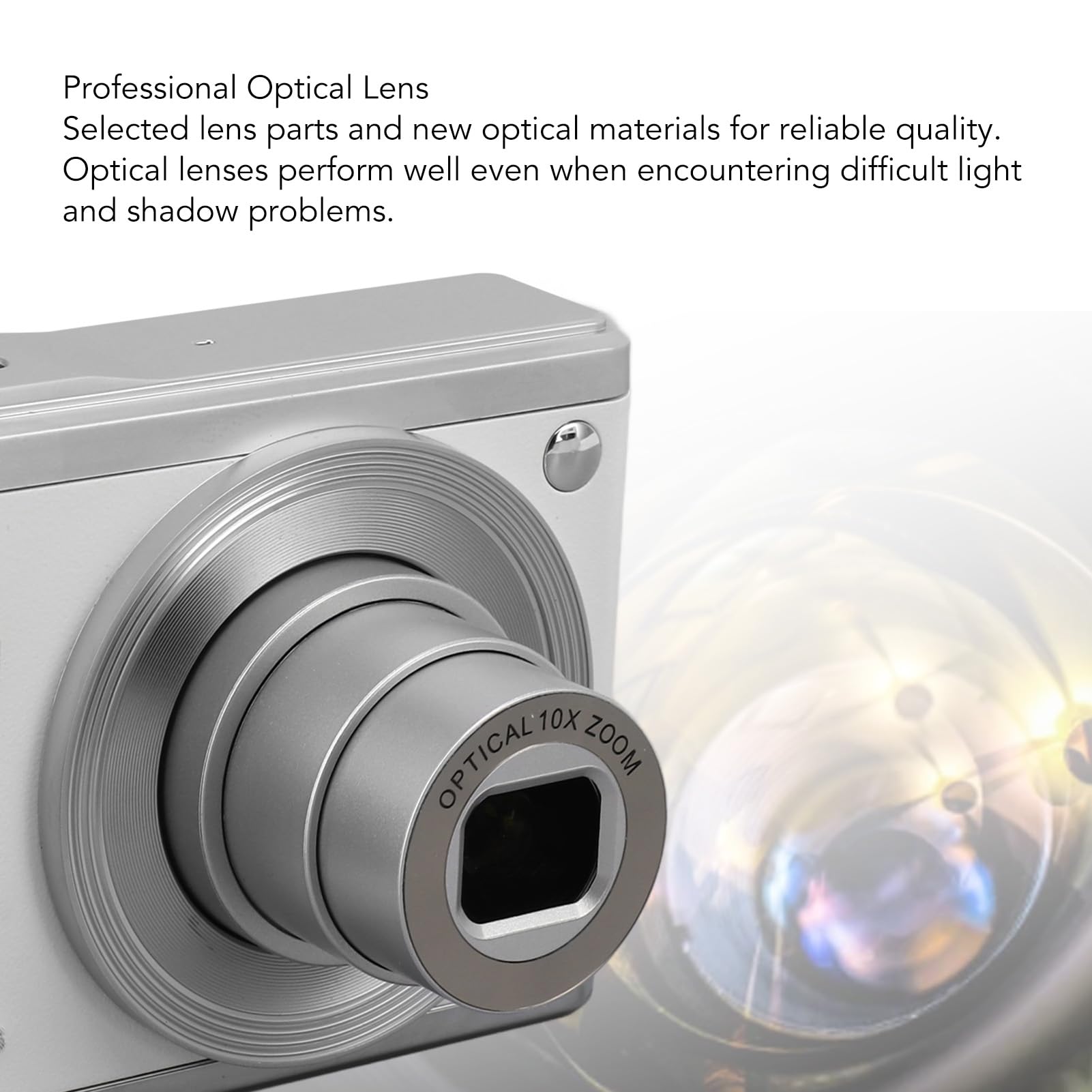 60MP 4K Digital Camera with Dual-Screen & Autofocus | 10x Optical Zoom | Anti-Shake | Compact Portable Camera for Travel, Vlogging & Outdoor Photography | Automatic Shooting Modes (White)