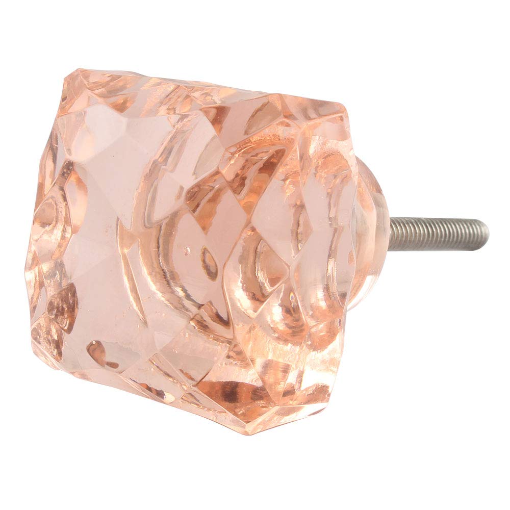 16 Pack Pink Diamond Glass Drawer Knobs - Luxury Kitchen Cabinet Hardware & Dresser Pulls for Home Decor Upgrade (Perfect for Bedroom, Bathroom, and Office Furniture)