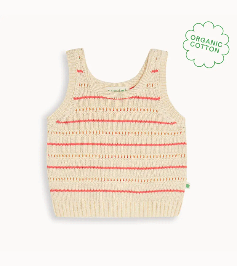 Bonnie Mob Coral Stripe Knit Baby Top - Soft & Comfortable Infant Shirt for Girls & Boys - Perfect for Playdates, Photos & Everyday Wear