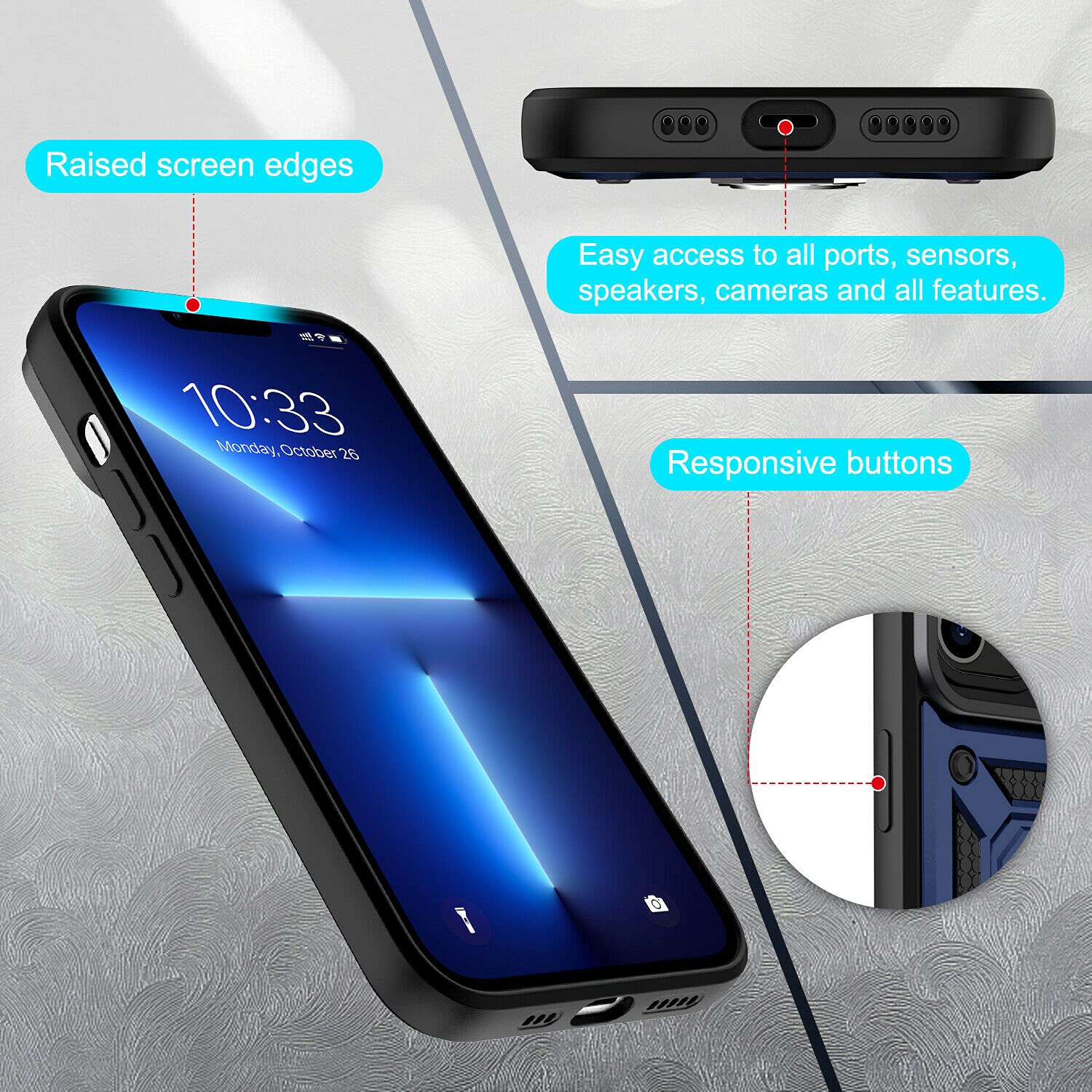 SOGA Rugged Shockproof Case for Apple iPhone 13 Pro Max - Magnetic Kickstand, Camera & Screen Protection | Drop-Proof Phone Cover with Swivel Protector [Blue] - Perfect for Outdoor Adventures, Work & Daily Use