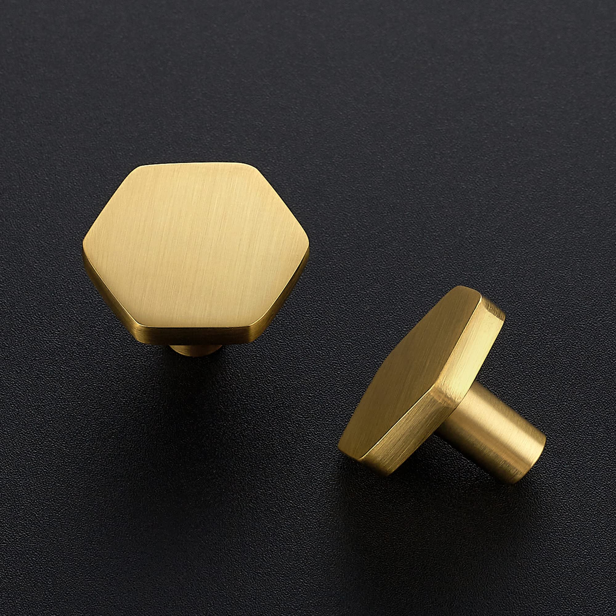 Home Expert 10-Pack Solid Gold Cabinet Knobs - Hexagon 1.1