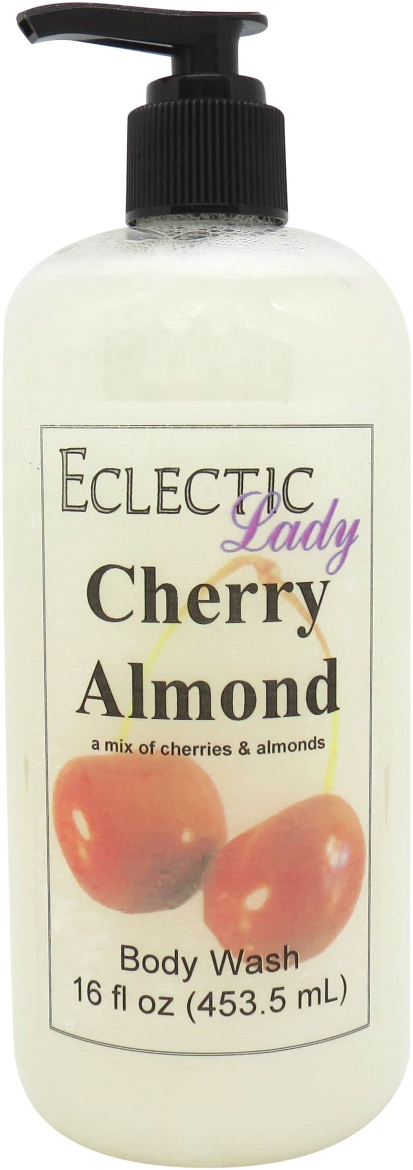 Eclectic Lady Liquid Pearl Body Wash - Cherry Almond Scent | 3-in-1 Bubble Bath, Hand Soap & Body Wash | Phthalate-Free, Handcrafted in USA (16 oz) | Perfect for Relaxing Baths, Spa Days & Gift Giving