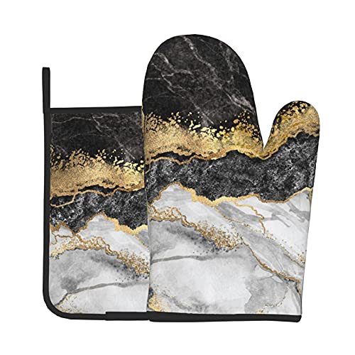 Black White Gold Foil Marble