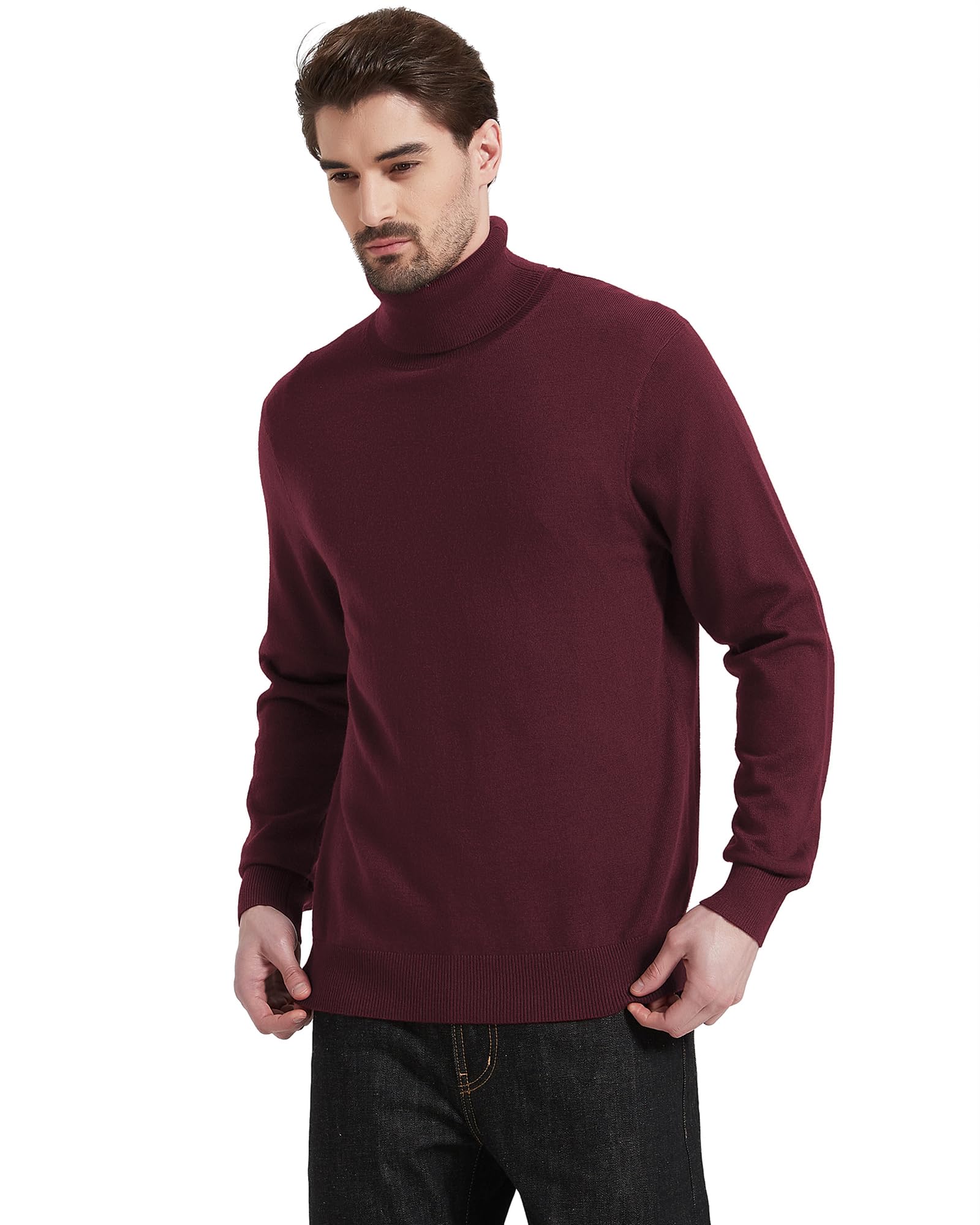 Kallspin Men's Wool Blend Lightweight Turtle Neck Sweater - Soft High Neck Pullover for Winter & Fall | Perfect for Office, Casual & Outdoor Wear