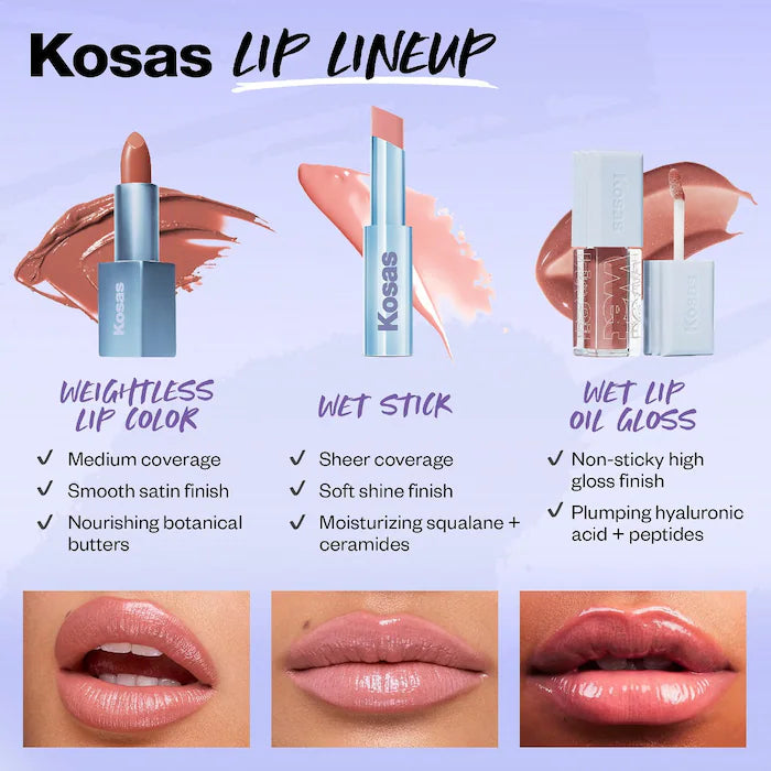 Kosas Hydrating Lip Gloss with Ceramides - Wet Stick™ for Moisturized, Shiny Lips | Perfect for Daily Wear, Makeup Looks & On-the-Go Hydration