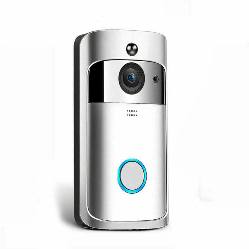 Smart WiFi Video Doorbell - Wireless Security Camera with Phone Intercom, HomeKit & Automation | Silver (Battery Not Included) | Monitor Packages, Visitors & Home Security