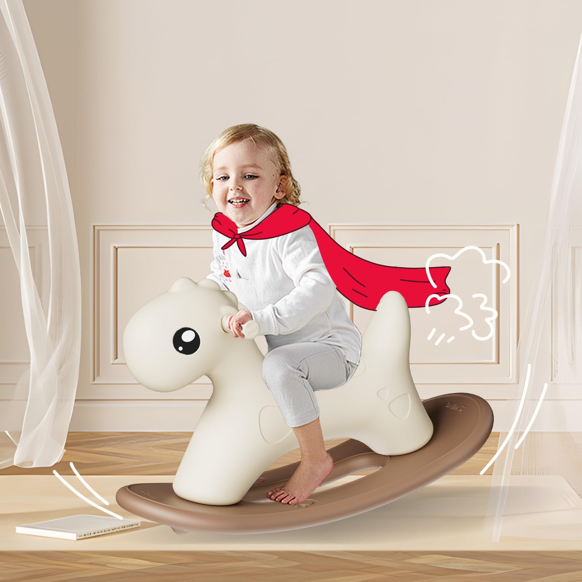 Hoopyosms Kids Plastic Rocking Horse - Toddler Ride-On Toy for Ages 1-3 | Safe & Fun Indoor/Outdoor Rocking Toy for Boys & Girls | Perfect for Playrooms, Backyards & Preschool Activities