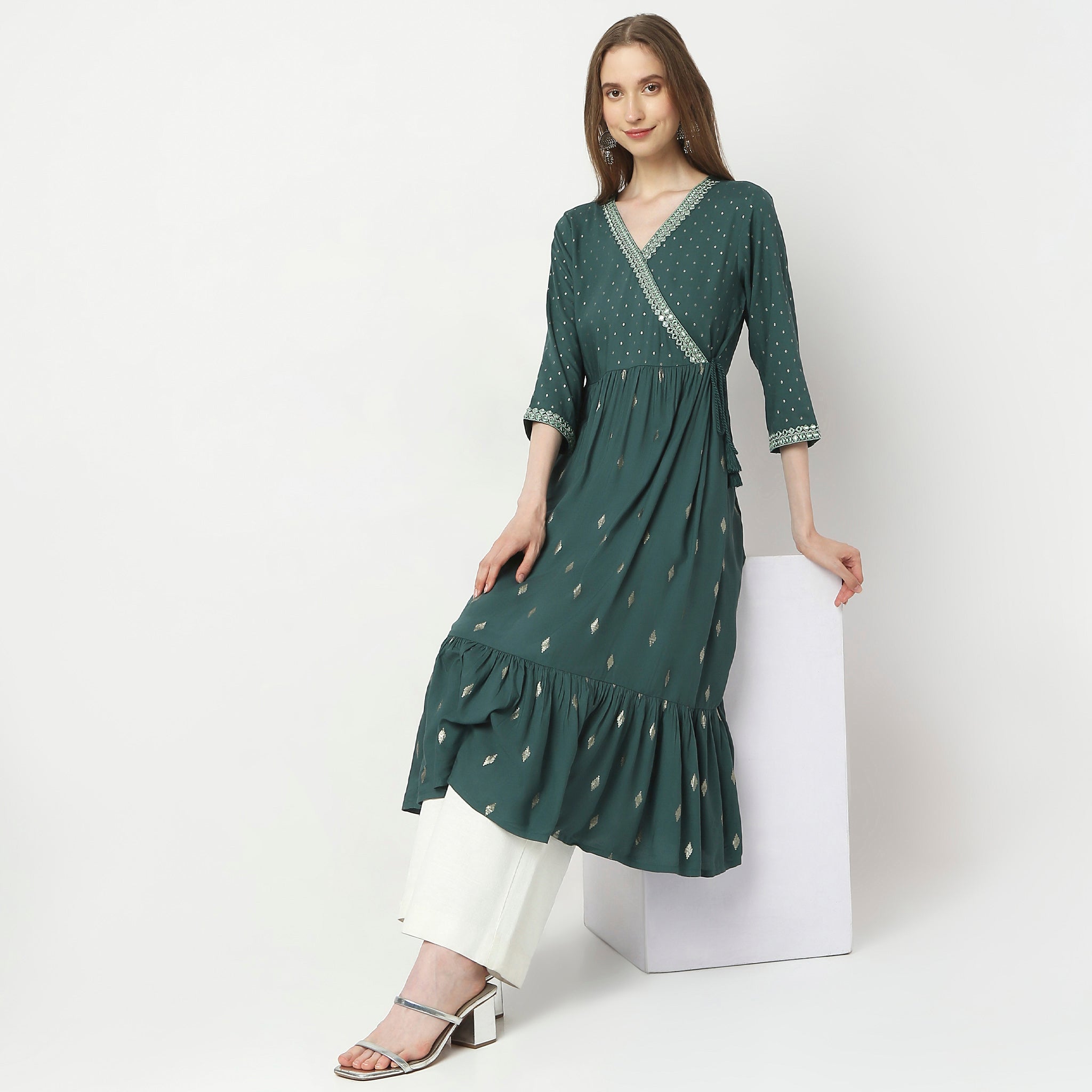 Flare Fit Embellished Kurta for Women - Stylish Indian Ethnic Tunic Top for Festivals, Weddings & Casual Wear | Breathable Cotton Blend | Boho Chic Fashion
