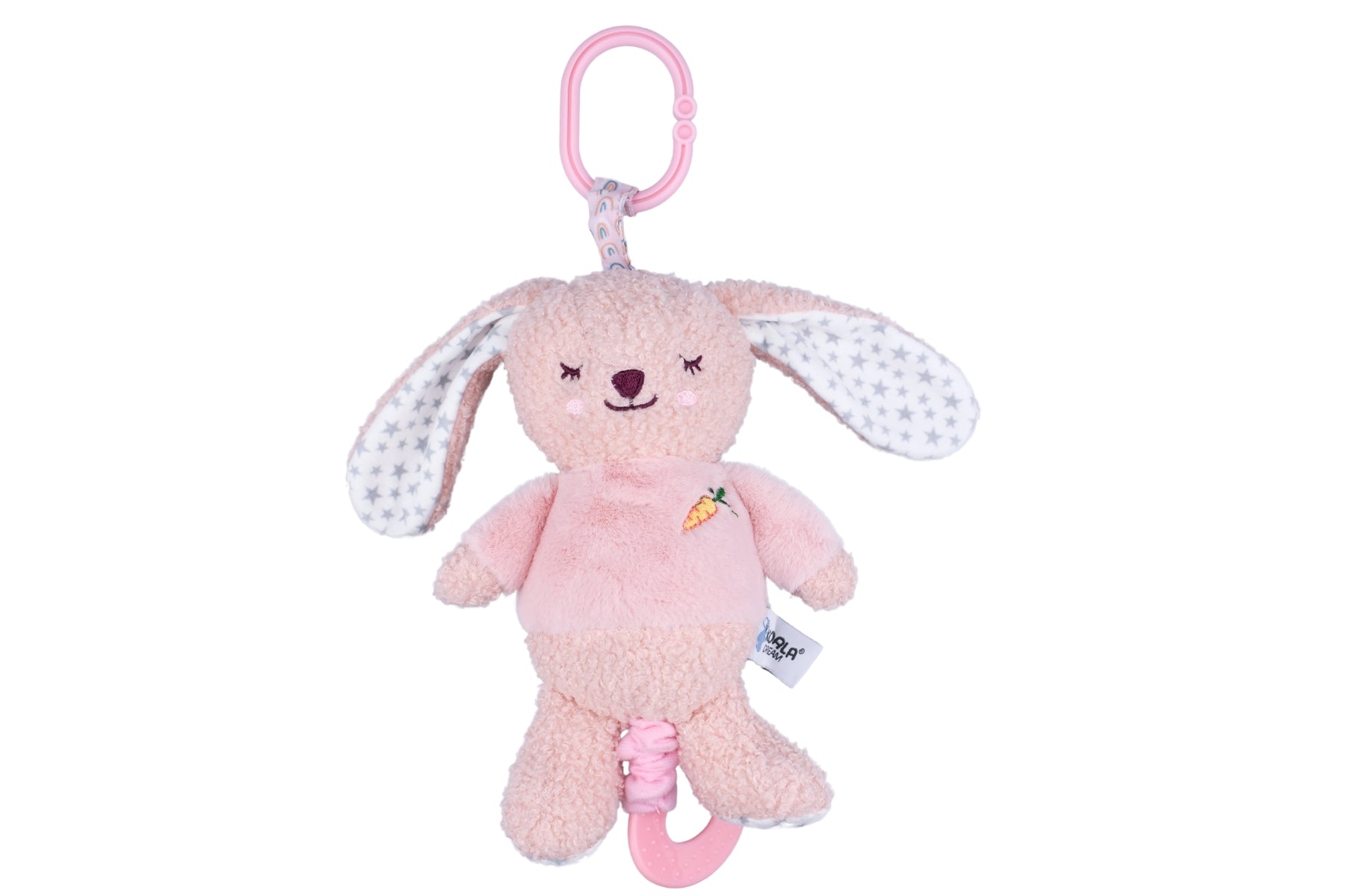 Snuggle Buddy Berry Bunny Jiggle & Shake Clip Toy - Soft Plush Sensory Toy for Babies & Toddlers - Perfect for Strollers, Car Seats & Cribs