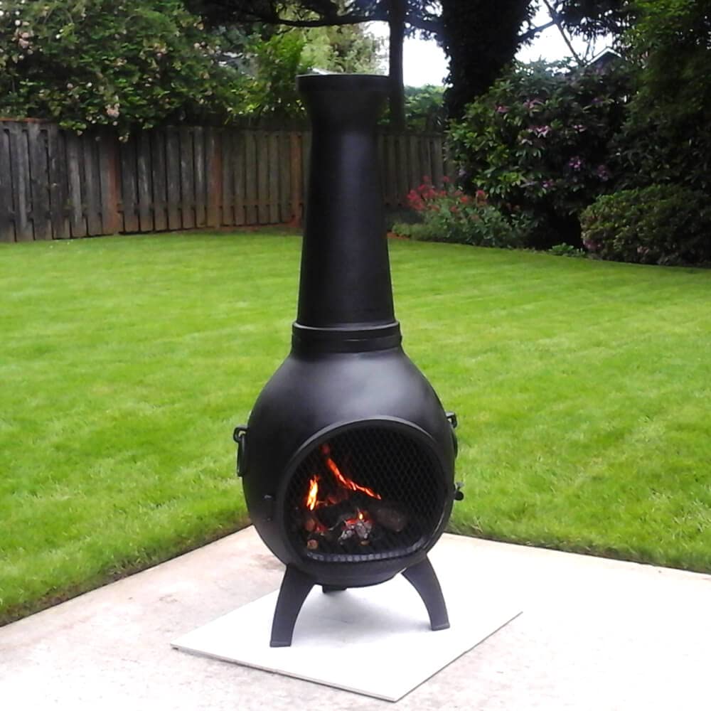 Blue Rooster Prairie Chiminea Outdoor Fireplace - Wood Burning Cast Aluminum Fire Pit for Deck, Patio, Backyard & Garden - Perfect for Camping, BBQ Nights & Outdoor Gatherings