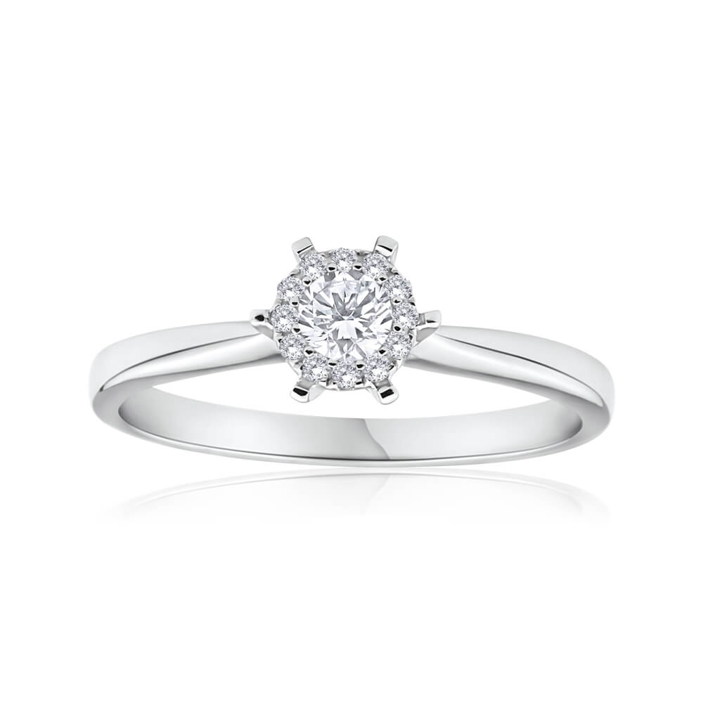 18K White Gold Diamond Ring with 0.25 Carat Claw Set Diamonds - Perfect for Engagement, Wedding & Anniversary Gifts