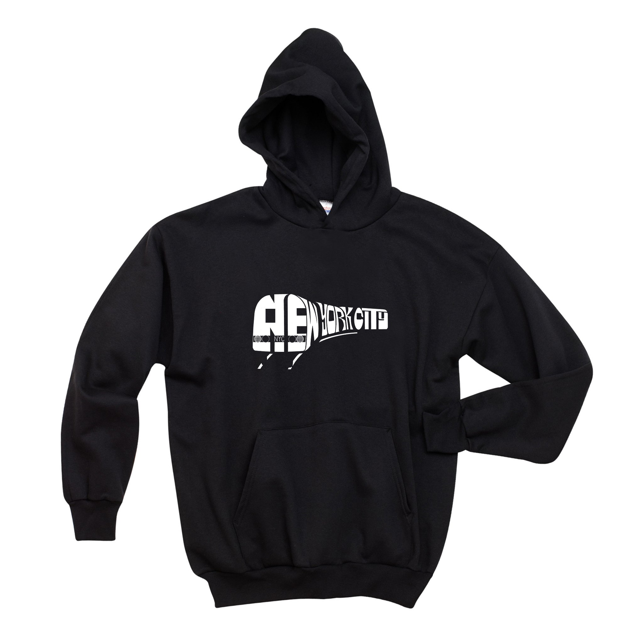 LA POP ART Men's Word Art Hooded Sweatshirt - Vintage NY Subway Graphic Pullover Hoodie for Urban Streetwear & Casual Outfits