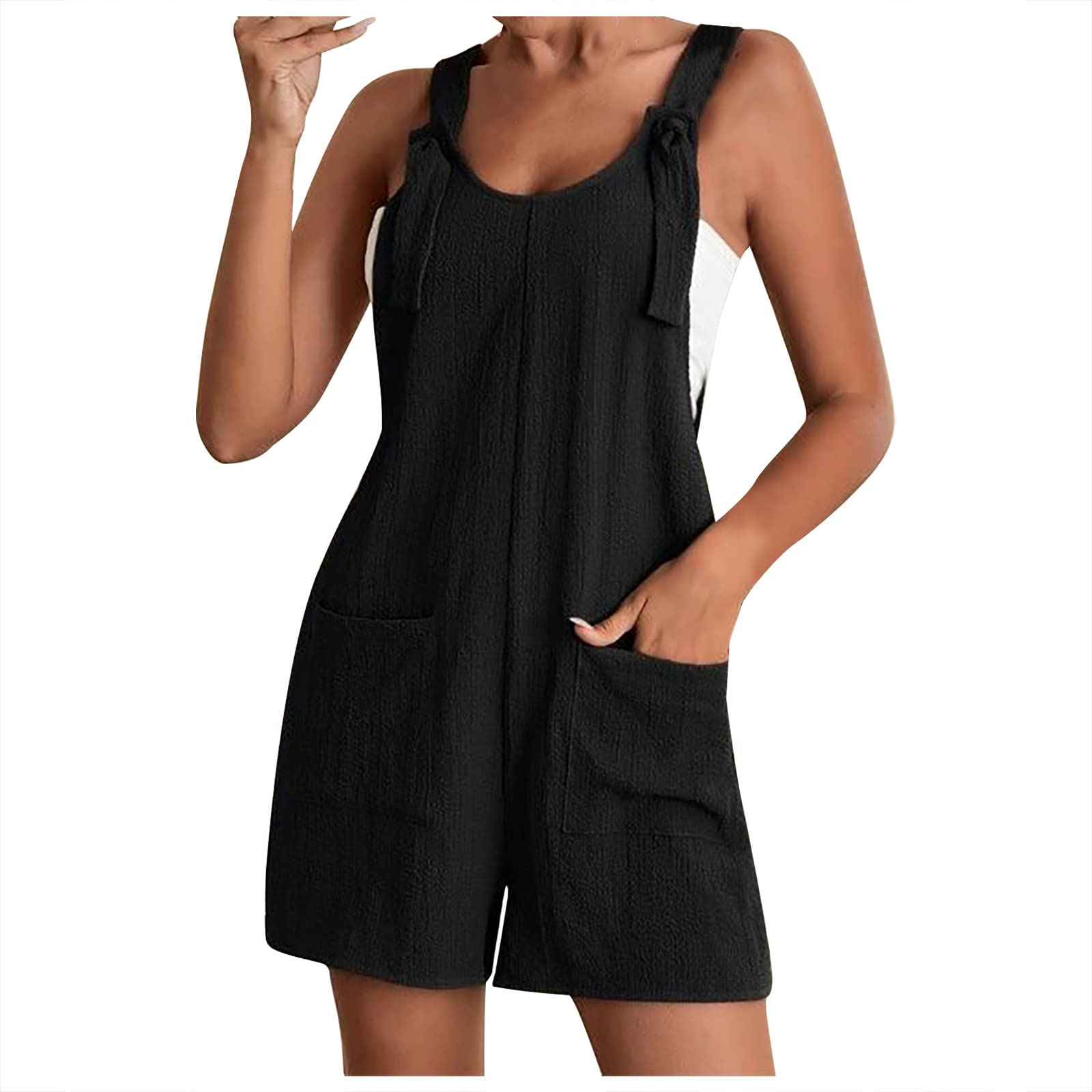 Stylish Hvyesh Women's Rompers 2024 - Summer Sleeveless Boho Jumpsuit with Pockets | Casual & Dressy Overalls for Outdoor, Beach, and Party Wear