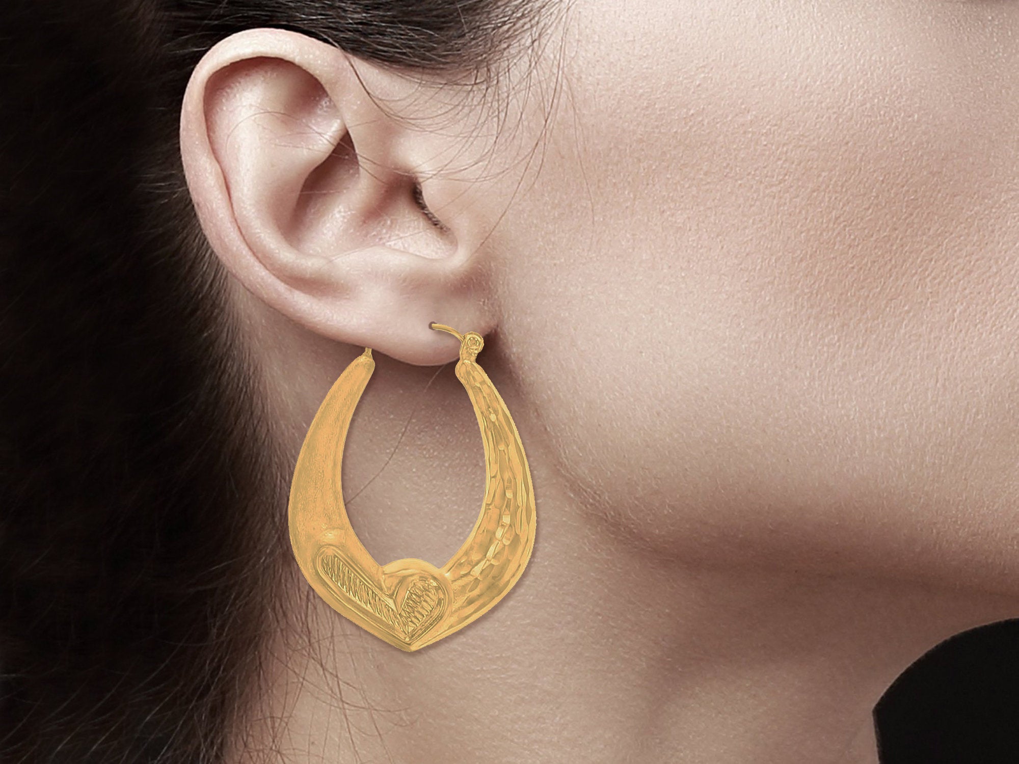 Puffy Check Mark Gold Hoop Earrings with Diamond Cut & Satin Finish - Elegant Dangle Earrings for Women, Perfect for Parties, Weddings & Everyday Wear