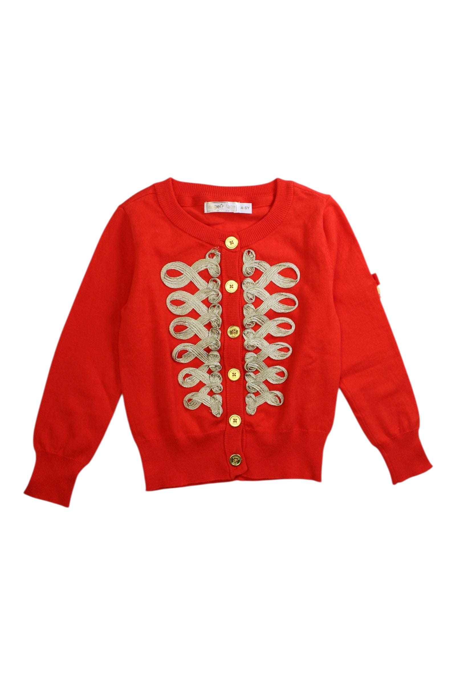 Angel's Face Embellished Cardigan for Girls 4-5T | Sparkly Knit Sweater with Floral Details | Perfect for Birthday Parties & Special Occasions