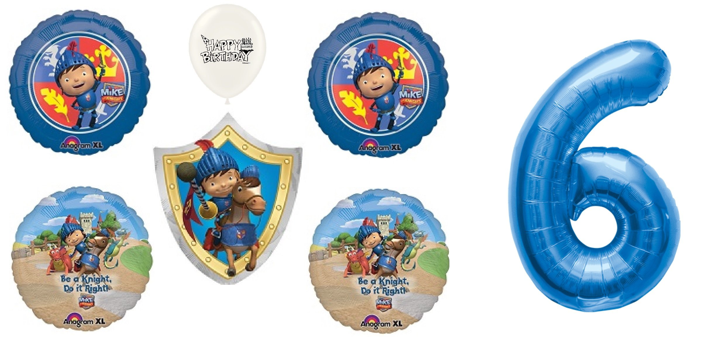 Mike the Knight Birthday Balloons Bundle - Blue Number 1st to 9th Birthday Decorations (6th Birthday Option) | Perfect for Kids' Birthday Parties, Baby Showers & Themed Celebrations
