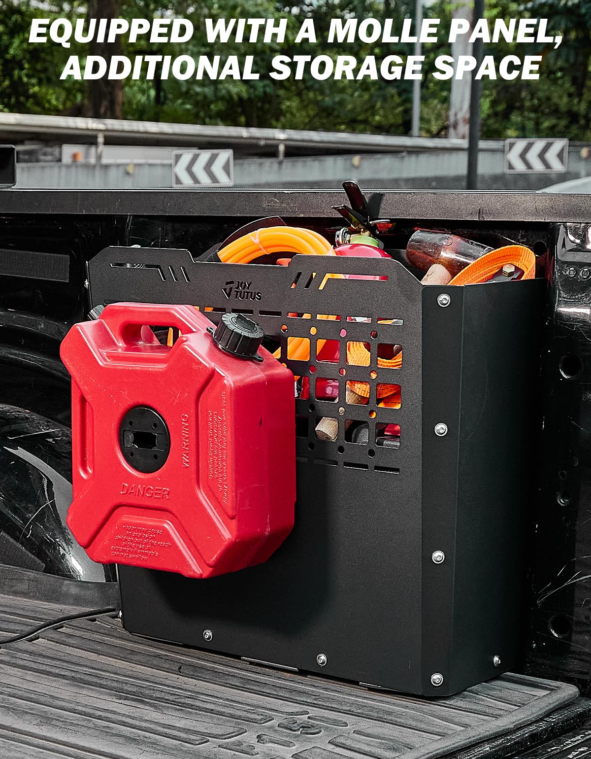 JOYTUTUS Heavy-Duty 57L Metal Truck Bed Storage Box - Compatible with 2015-2024 Ford F150 F250 F350 Pickup Trucks | Weatherproof Tool Organizer for Construction, Camping & Work Gear Storage
