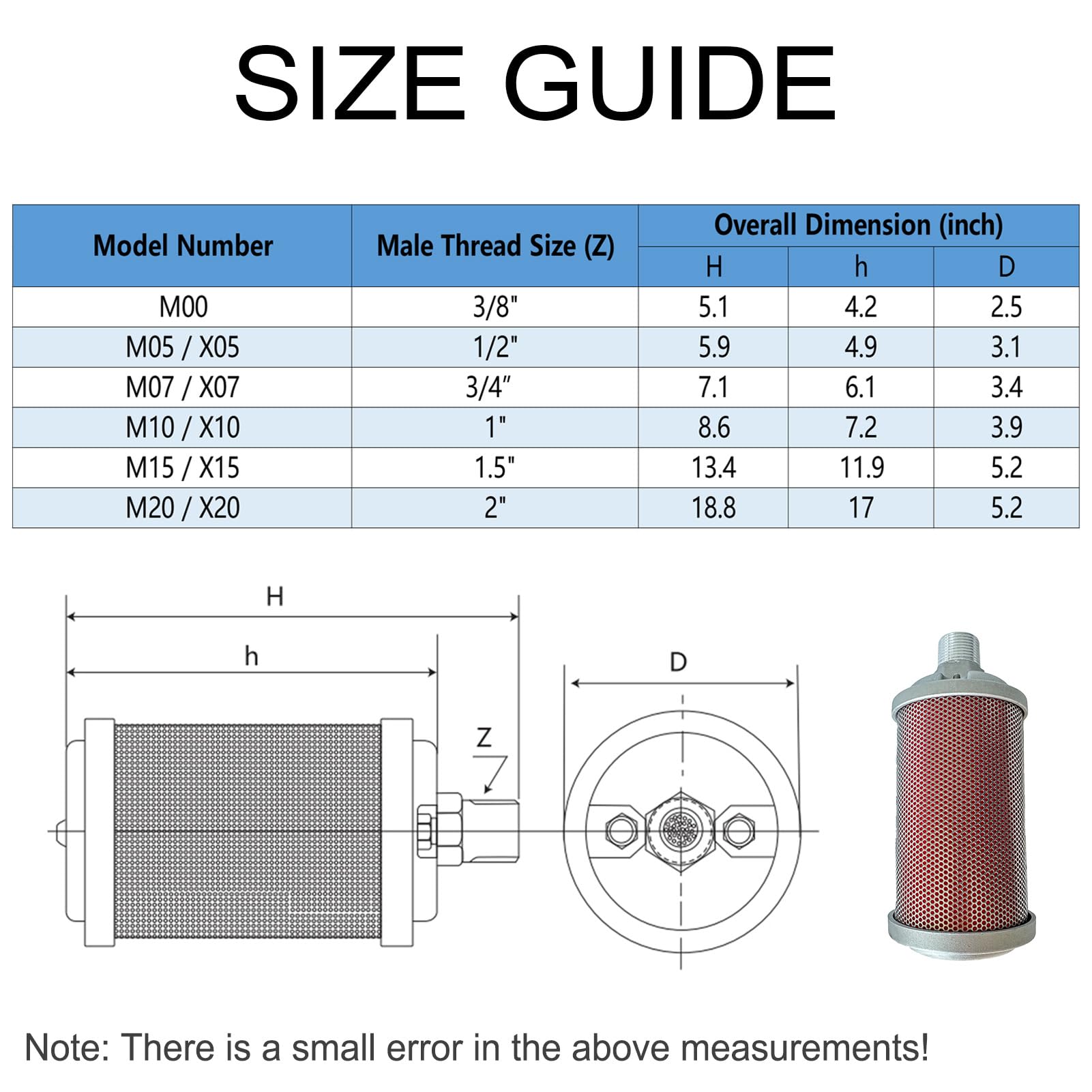 M15 Air Compressor Muffler 1.5