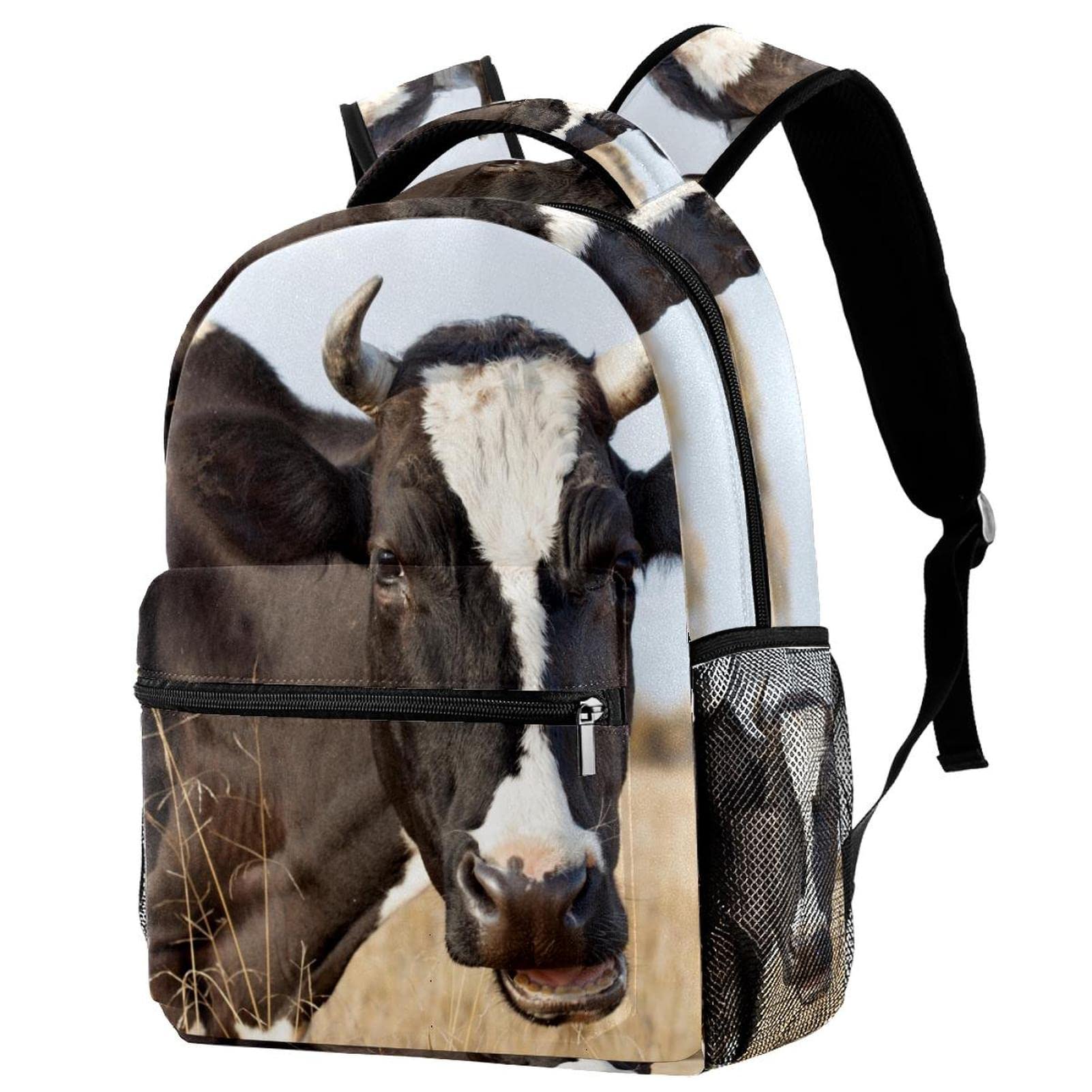 Cow Print Backpack - Stylish Casual Daypack for Men & Women with Multiple Pockets - Perfect for School, College, Travel, Sports & Outdoor Activities