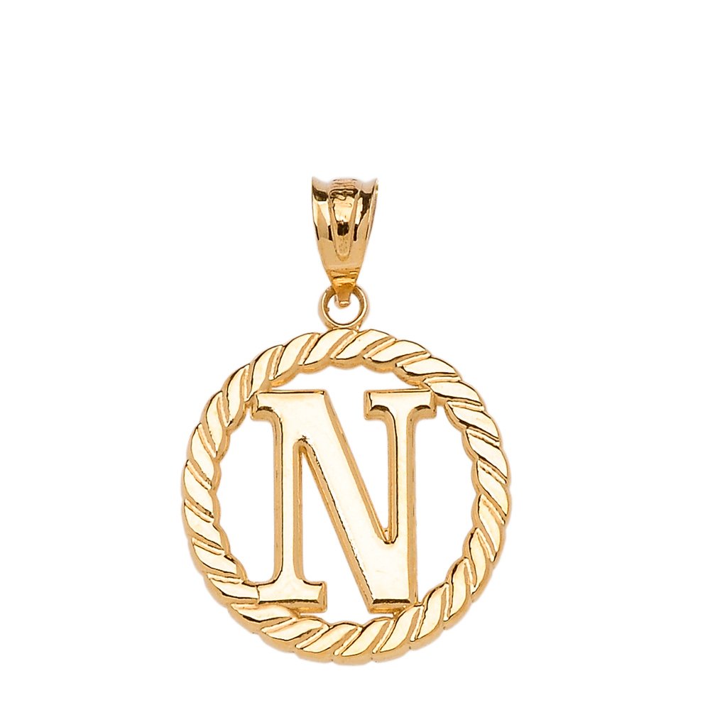 14k Yellow Gold High Polish Roped Circle 