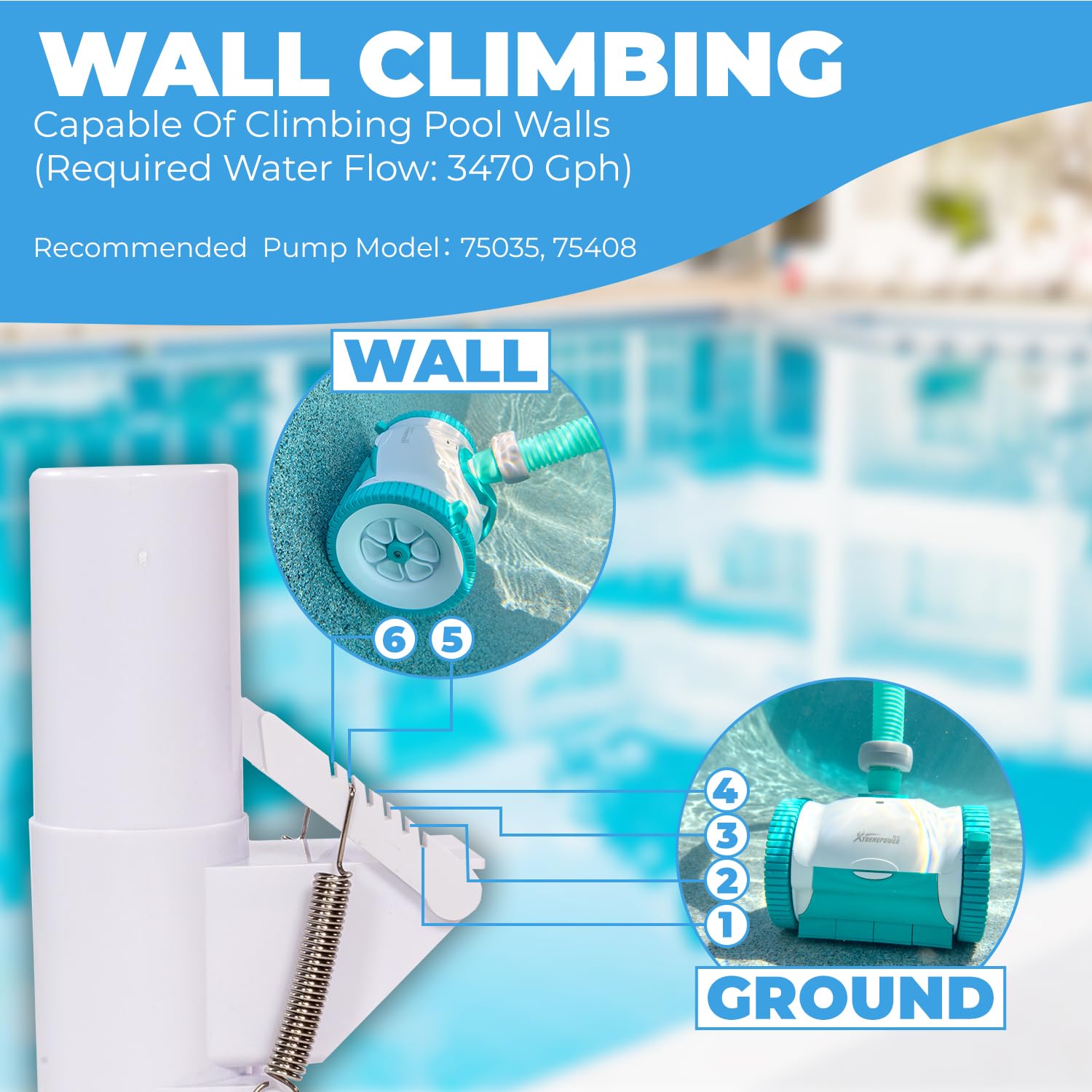 XtremepowerUS Automatic Suction-Side Pool Vacuum Cleaner with 39ft Hose - Ideal for In-Ground Pools up to 16x24ft | Efficient Debris Removal for Leaves, Dirt & Sand | Perfect for Backyard, Residential & Commercial Swimming Pool Maintenance