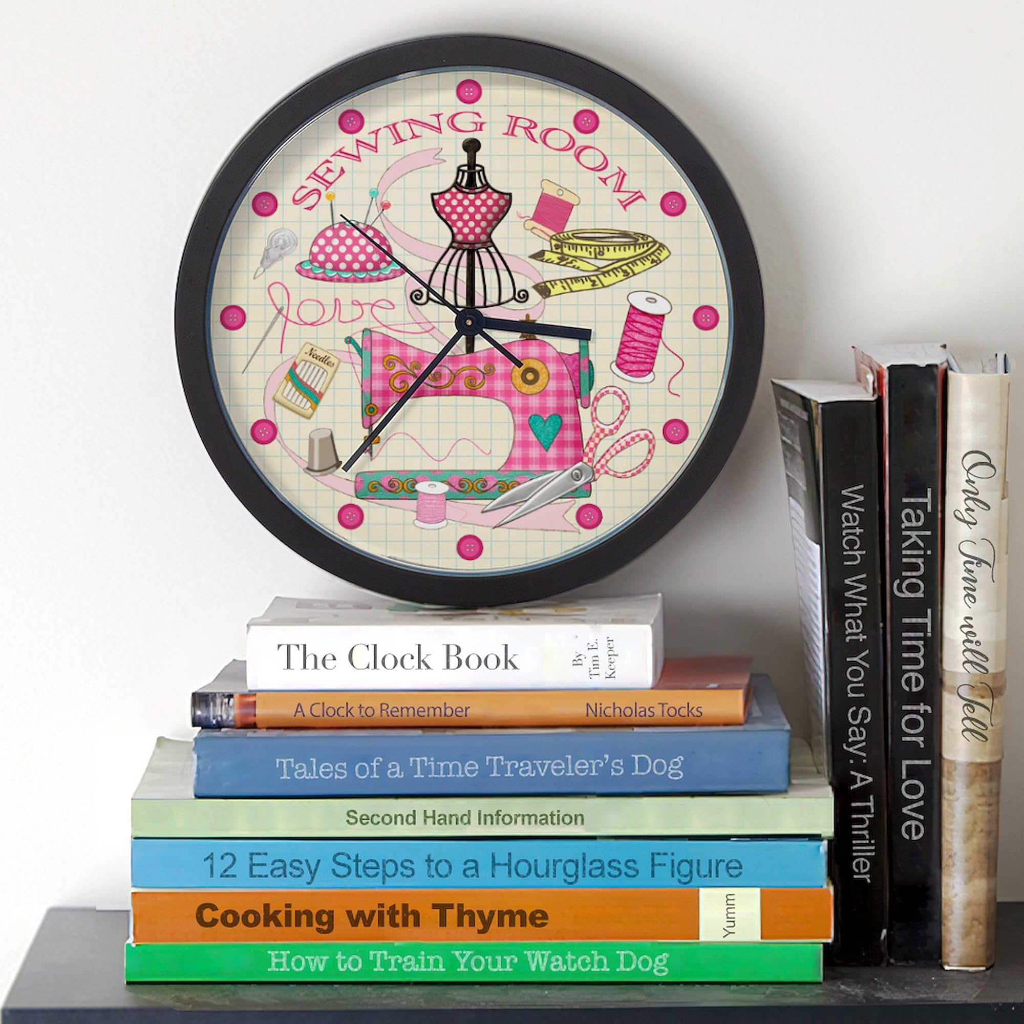 Sewing Room Wall Clock - 10 Inch Decorative Clock for Home, Kitchen, Office - Perfect for Craft Rooms, Sewing Studios & Workspaces