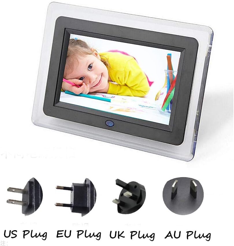 7 Inch Digital Photo Frame with USB Port - HD Widescreen 16:9 Display, Supports MP3/MP4 Videos, Alarm Clock & Calendar - Includes Remote Control (White, EU Plug) - Perfect for Home Decor, Office Display & Thoughtful Gifts