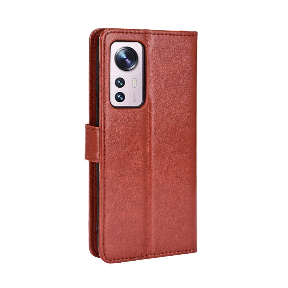 Premium Leather Flip Wallet Case for Xiaomi Mi 12X - Slim Protective Cover with Card Slots & Magnetic Closure (Brown) | Perfect for Business, Travel & Everyday Use