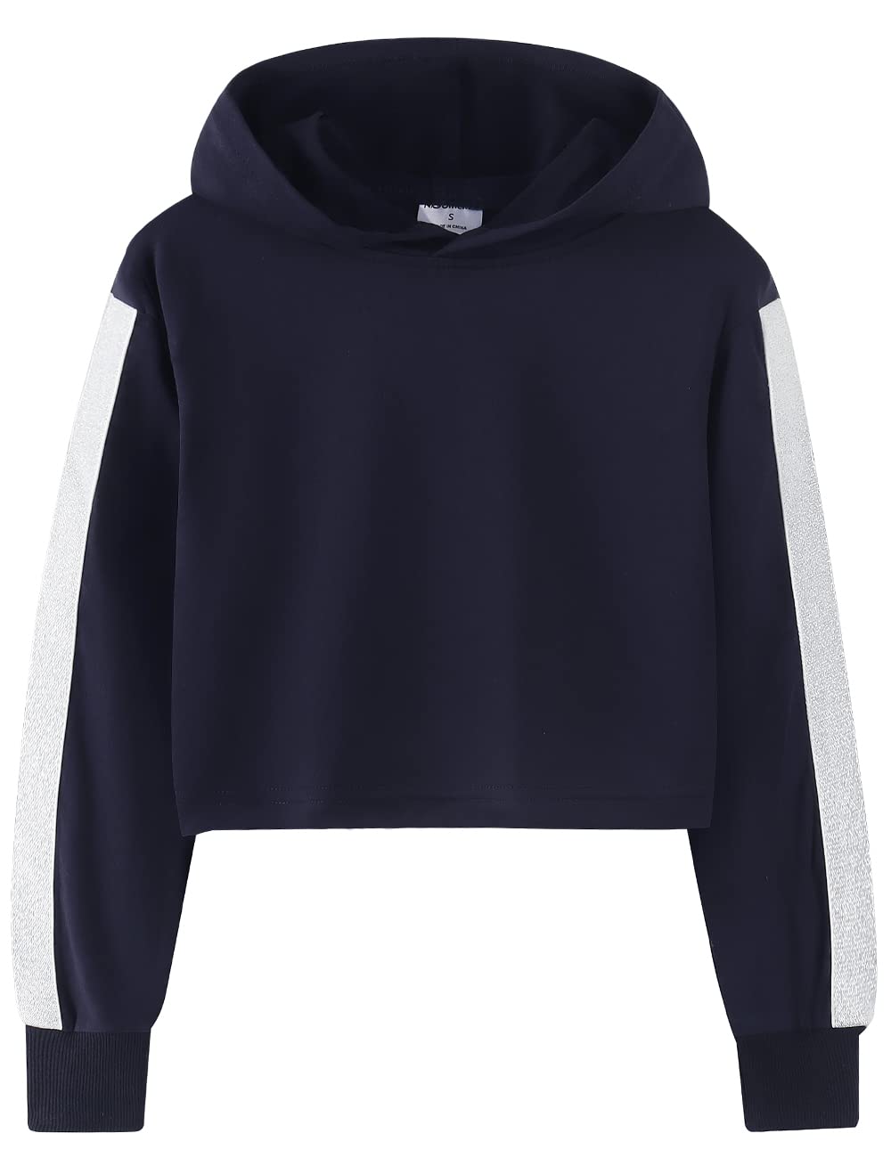 Noomelfish Girls Sparkle Long Sleeve Crop Top Hoodie Pullover Sweatshirt for Teens (5-14 Years) - Cute Casual Outfit for School, Playdates & Birthday Parties