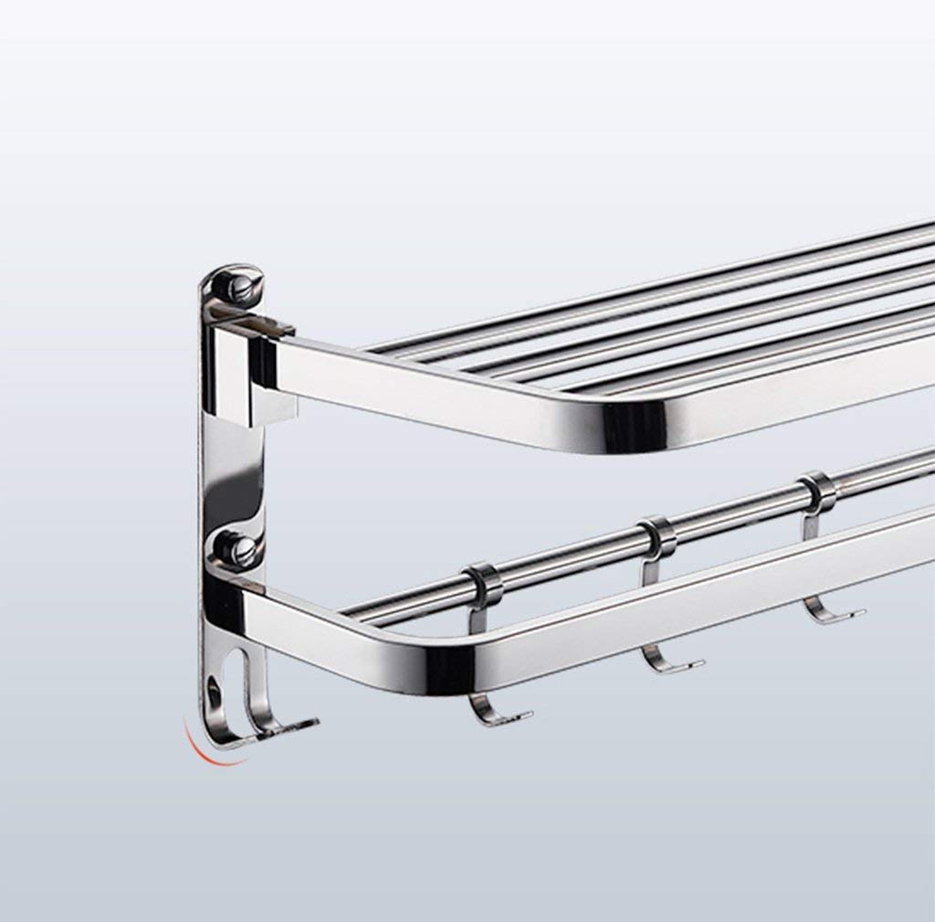 Stainless Steel Wall Mounted Towel Rack - Brushed Finish Collapsible Bathroom Shelf for Hotels & Homes | Space Saving Kitchen & Bathroom Storage Organizer | Perfect for Small Spaces, Apartments & RV Living