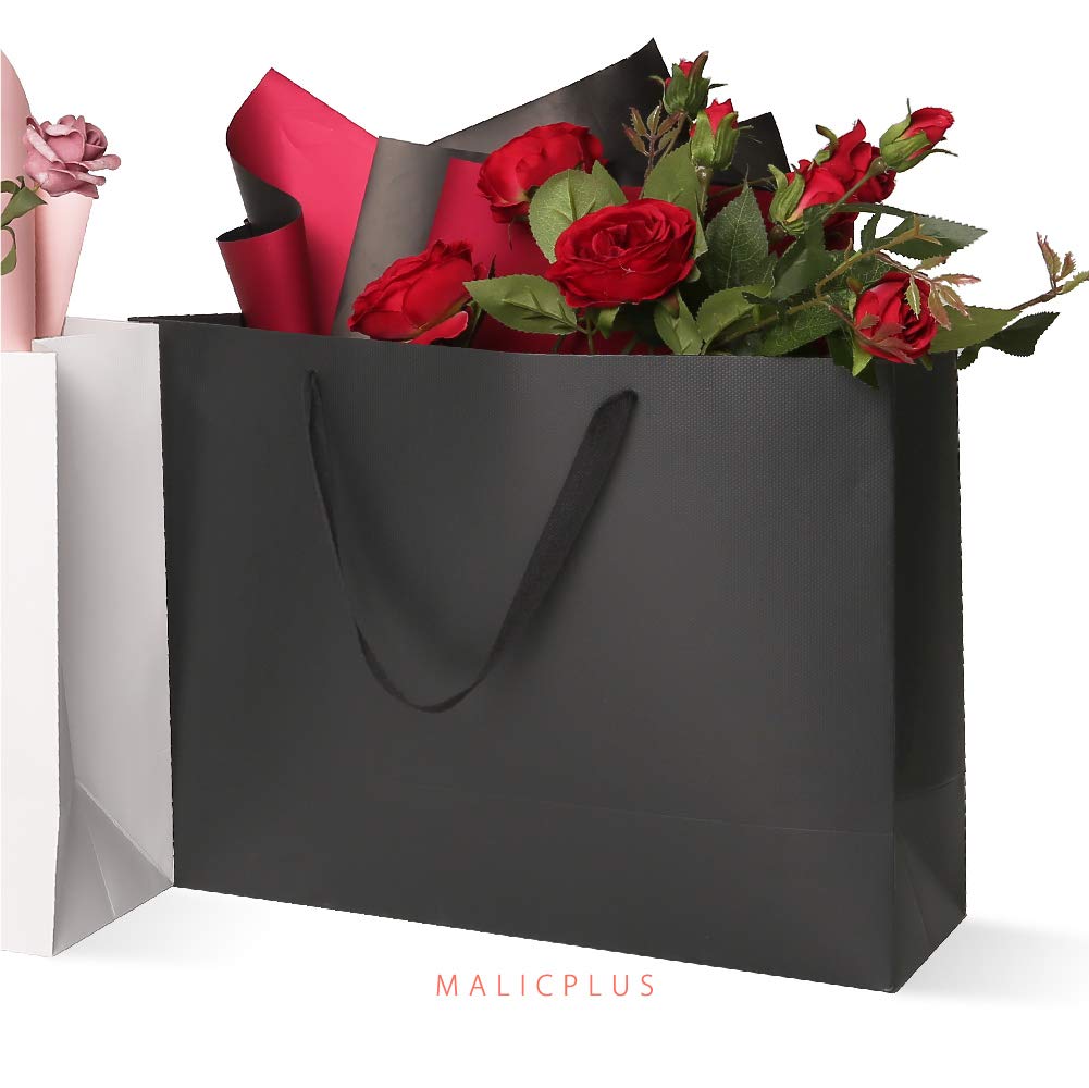 12 Extra Large Gift Bags 16x6x12 Inches - Premium Matte Black Luxury Gift Bags with Sturdy Handles for Birthday, Wedding, Christmas & All Occasions (Elegant Grain Textured Finish) - Perfect for Party Favors, Corporate Gifts & Holiday Packaging