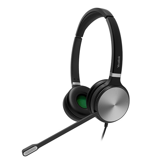 YHS36 Duo Binaural QD Quick Disconnect Headset with Noise Canceling Mic & Headband - Perfect for Call Centers, Gaming & Aviation Communication