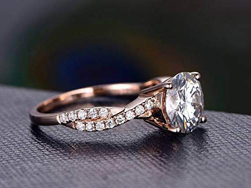 1.25 Carat Infinity Moissanite & Diamond Engagement Ring in 14K Rose Gold - Elegant Wedding Proposal Jewelry for Her