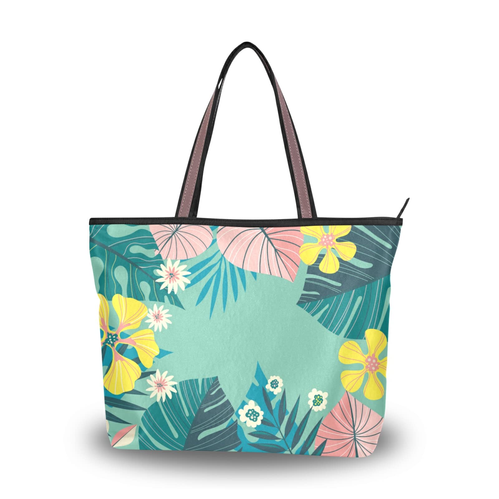 Stylish Summer Floral Tote Bag for Women - Large Capacity Zippered Grocery Purse with 2 Size Options | Perfect for Beach, Shopping & Daily Essentials
