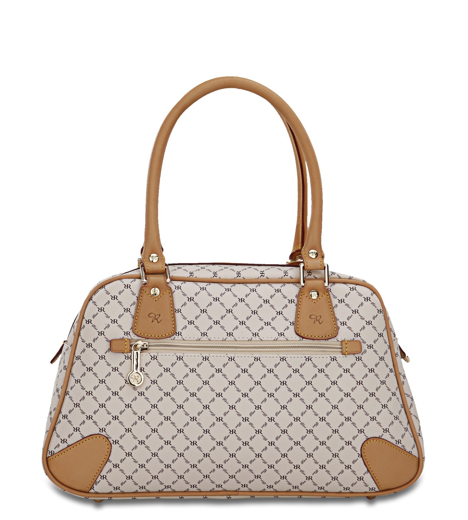 Rioni Signature Satchel Organizer Handbag Purse - Natural Cream Leather Crossbody Bag for Women, Perfect for Work, Travel & Everyday Use