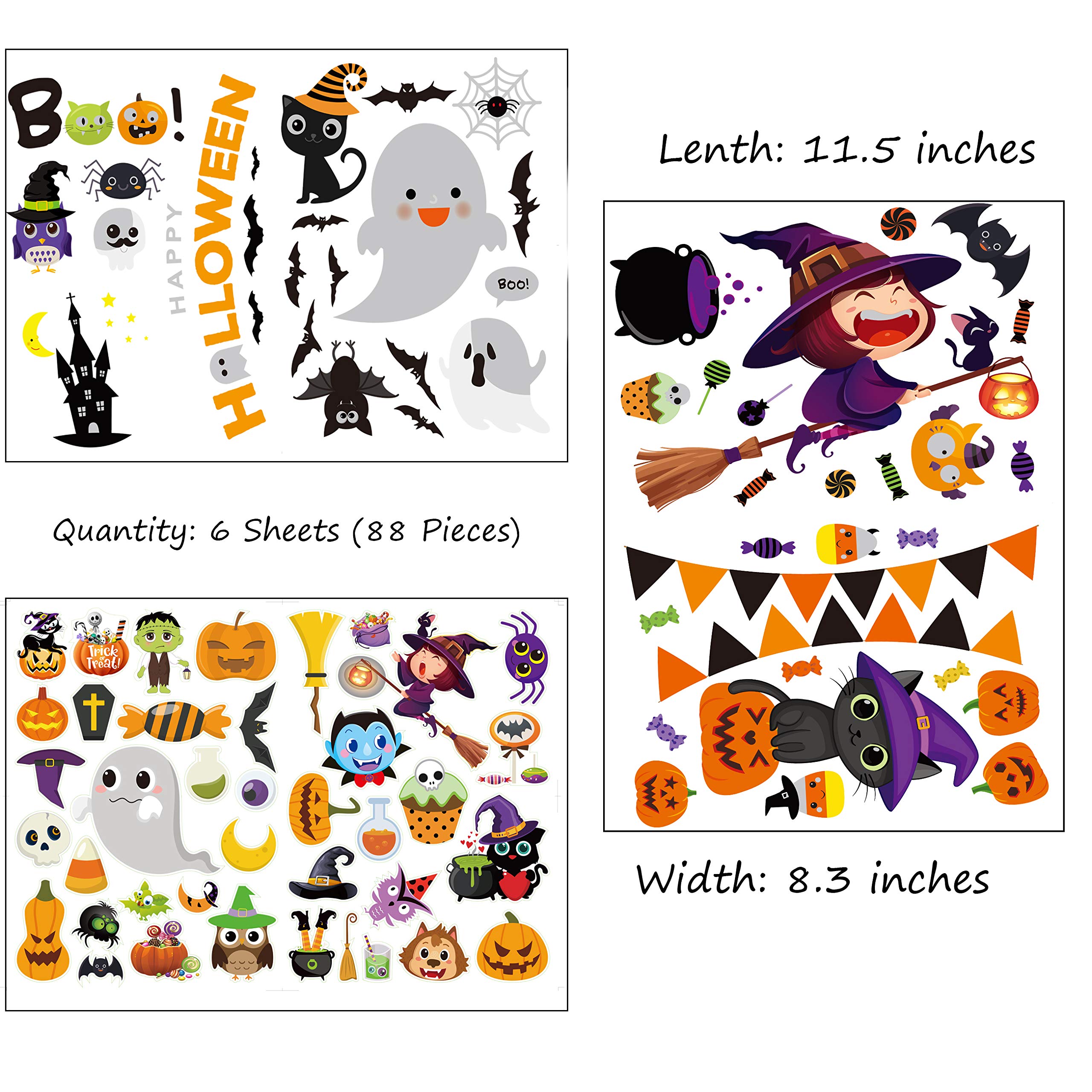 88 PCS Halloween Window Clings - Cute Pumpkin Ghost Stickers for Window Decorations | Halloween Party, Home & Office Decoration
