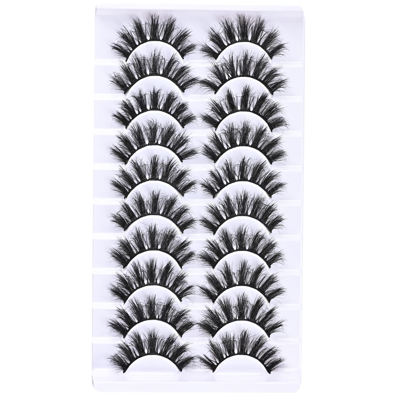 FARRED Natural Short False Eyelashes - 10 Pairs Wispy Mink Lashes for Fluffy Volume & Natural Look | Vegan Cruelty-Free Lash Strips | Perfect for Daily Wear, Weddings & Special Occasions