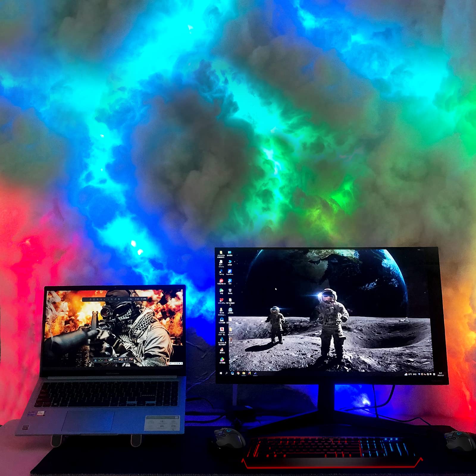 3D Thundercloud LED Light - Colorful DIY Cotton Cloud Night Light for Gaming Room, Club, Bar & DJ Party Decor (32 Feet) - Perfect for Bedroom, Nursery & Home Atmosphere Lighting