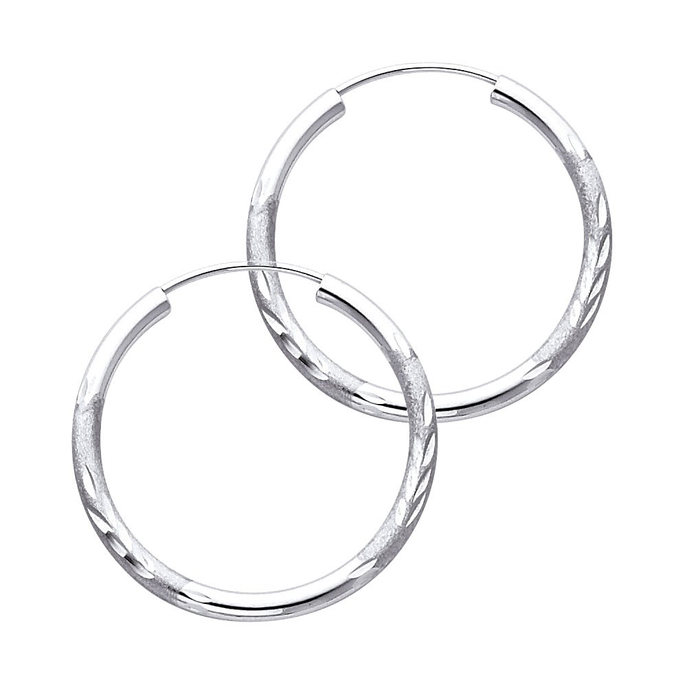14K White Gold 2mm Thin Endless Hoop Earrings - 8 Size Options for Women | Perfect for Everyday Wear, Date Night & Special Occasions